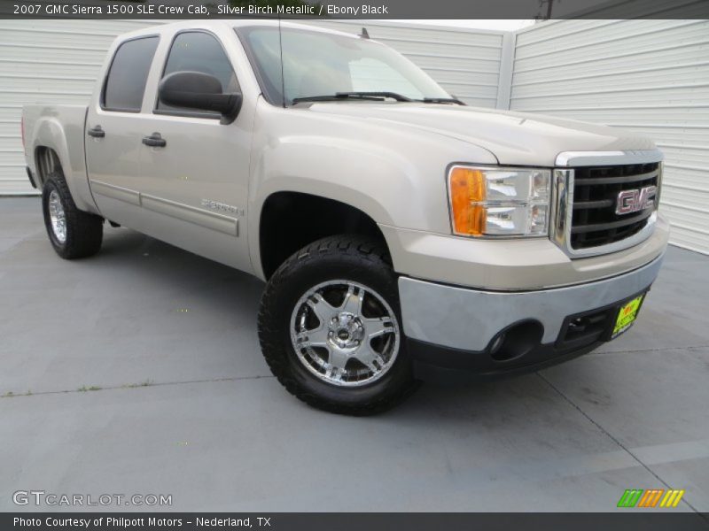 Silver Birch Metallic / Ebony Black 2007 GMC Sierra 1500 SLE Crew Cab