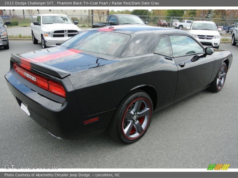 Phantom Black Tri-Coat Pearl / Radar Red/Dark Slate Gray 2013 Dodge Challenger SXT