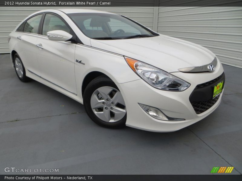 Porcelain White Pearl / Camel 2012 Hyundai Sonata Hybrid