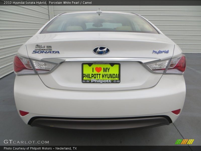 Porcelain White Pearl / Camel 2012 Hyundai Sonata Hybrid