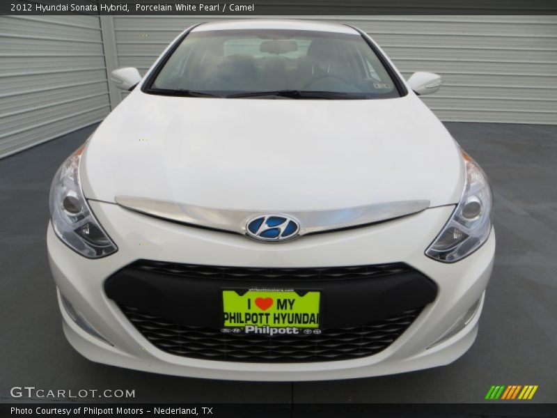 Porcelain White Pearl / Camel 2012 Hyundai Sonata Hybrid