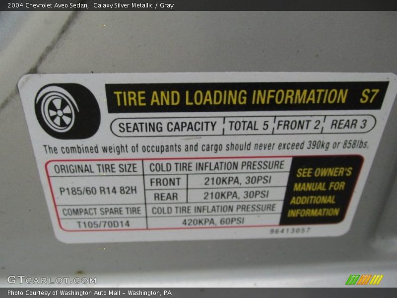 Galaxy Silver Metallic / Gray 2004 Chevrolet Aveo Sedan