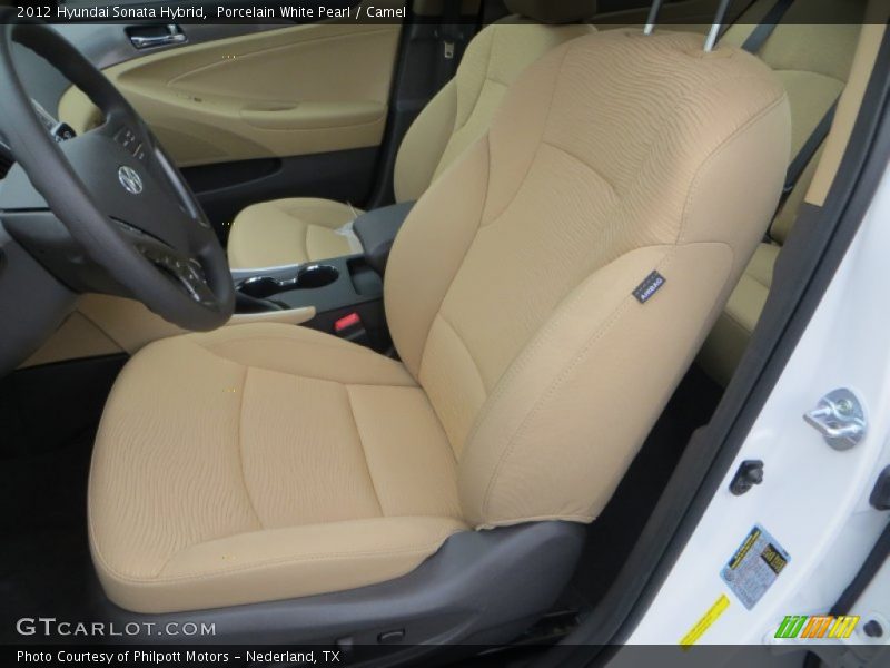 Porcelain White Pearl / Camel 2012 Hyundai Sonata Hybrid