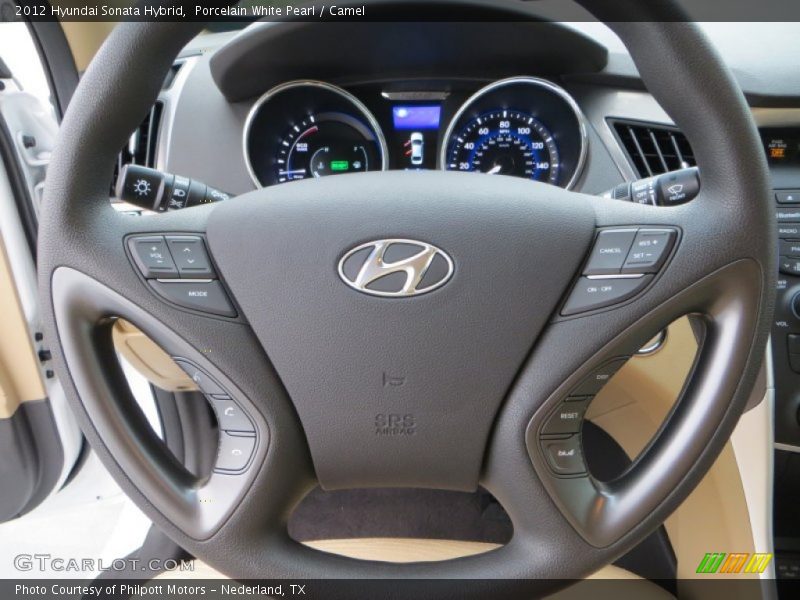 Porcelain White Pearl / Camel 2012 Hyundai Sonata Hybrid