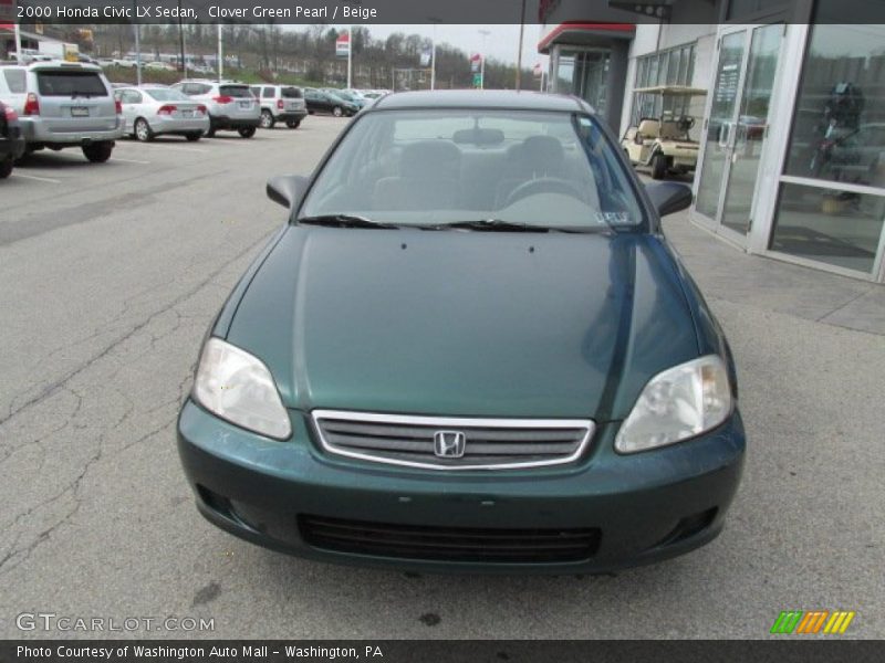 Clover Green Pearl / Beige 2000 Honda Civic LX Sedan
