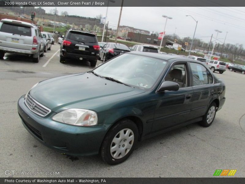 Clover Green Pearl / Beige 2000 Honda Civic LX Sedan