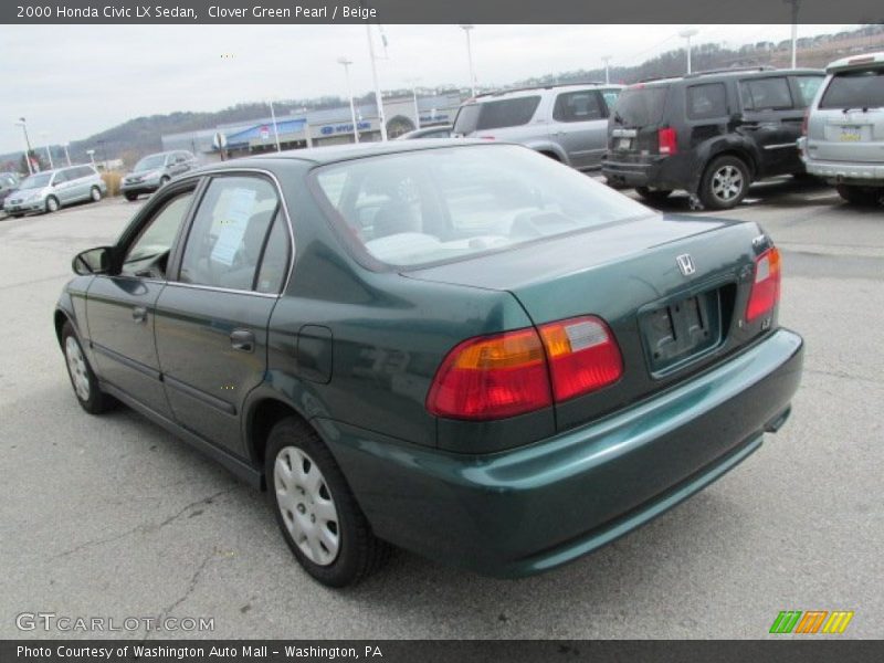Clover Green Pearl / Beige 2000 Honda Civic LX Sedan