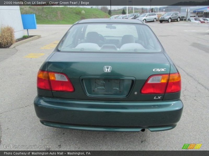 Clover Green Pearl / Beige 2000 Honda Civic LX Sedan