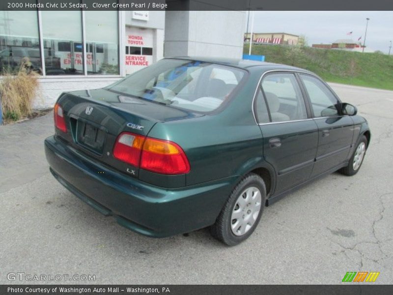 Clover Green Pearl / Beige 2000 Honda Civic LX Sedan