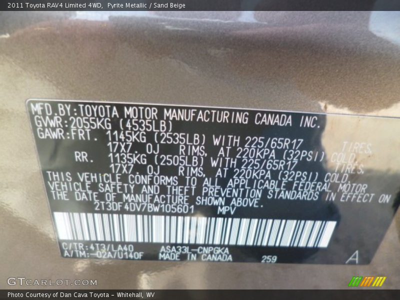Pyrite Metallic / Sand Beige 2011 Toyota RAV4 Limited 4WD