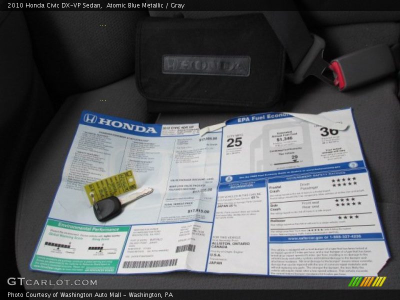 Atomic Blue Metallic / Gray 2010 Honda Civic DX-VP Sedan