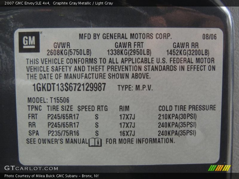Graphite Gray Metallic / Light Gray 2007 GMC Envoy SLE 4x4