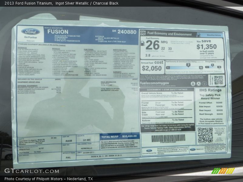  2013 Fusion Titanium Window Sticker
