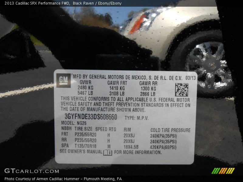 Black Raven / Ebony/Ebony 2013 Cadillac SRX Performance FWD