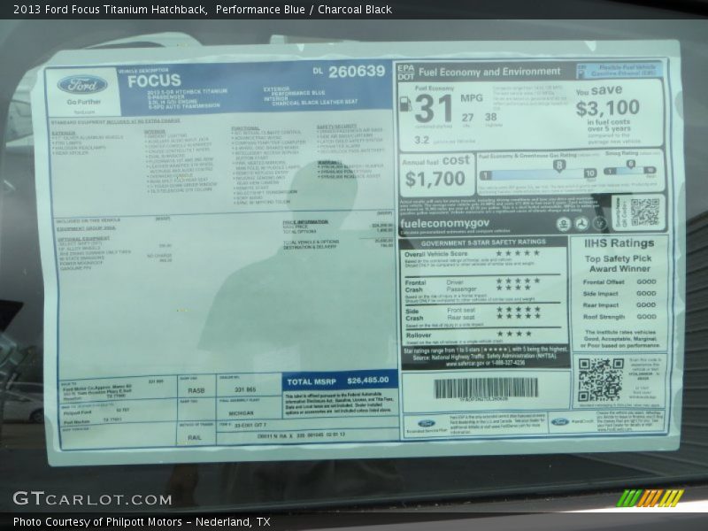  2013 Focus Titanium Hatchback Window Sticker