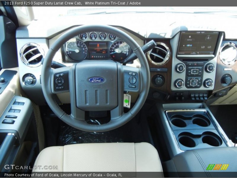 White Platinum Tri-Coat / Adobe 2013 Ford F250 Super Duty Lariat Crew Cab
