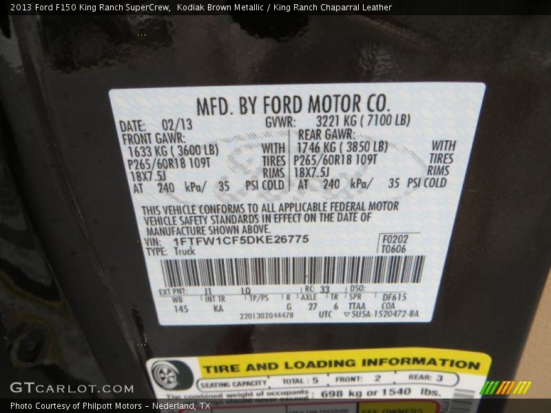 Kodiak Brown Metallic / King Ranch Chaparral Leather 2013 Ford F150 King Ranch SuperCrew
