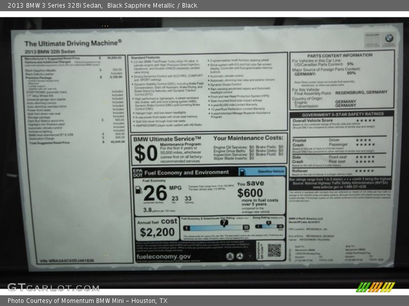 Black Sapphire Metallic / Black 2013 BMW 3 Series 328i Sedan