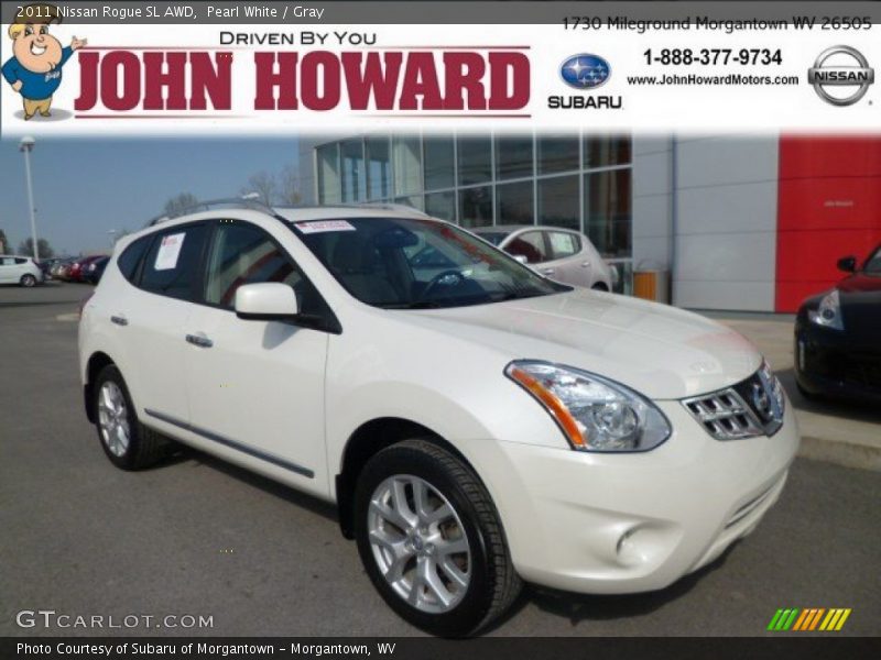 Pearl White / Gray 2011 Nissan Rogue SL AWD