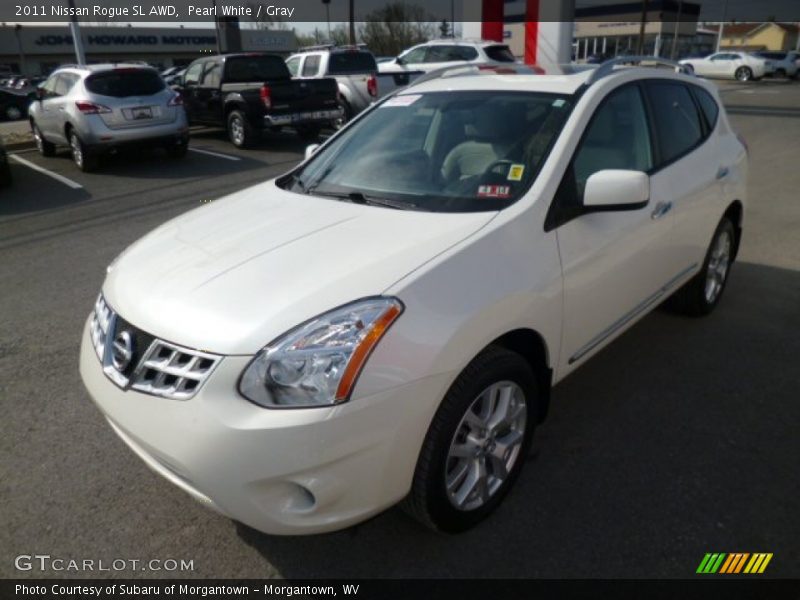 Pearl White / Gray 2011 Nissan Rogue SL AWD