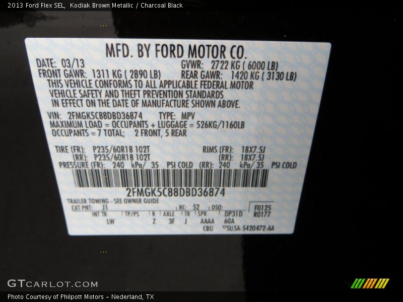 Kodiak Brown Metallic / Charcoal Black 2013 Ford Flex SEL