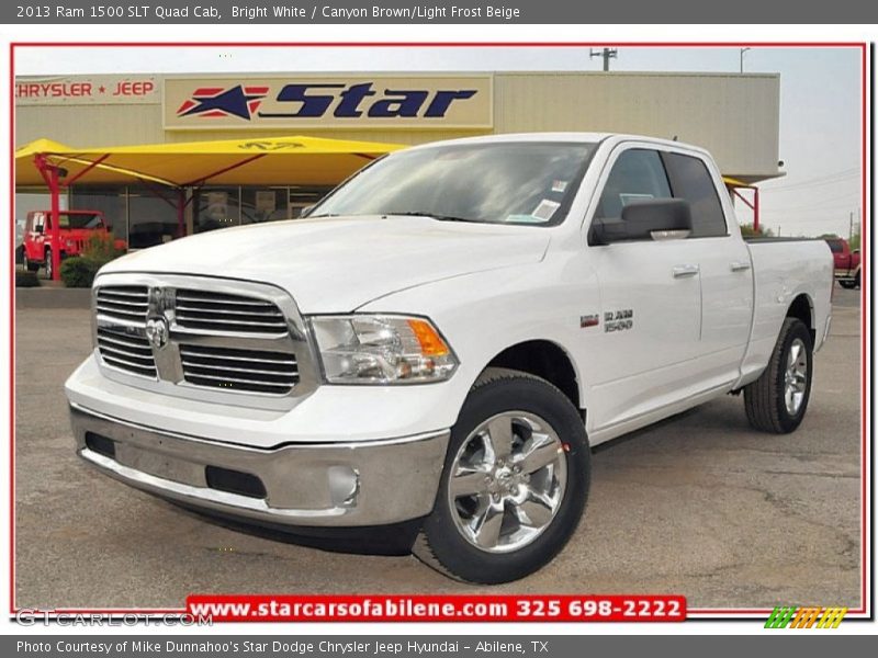 Bright White / Canyon Brown/Light Frost Beige 2013 Ram 1500 SLT Quad Cab