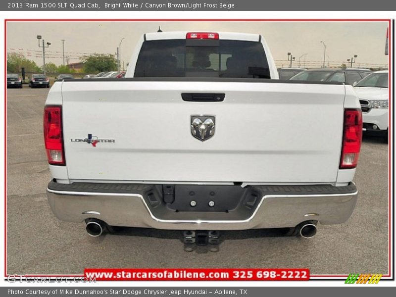 Bright White / Canyon Brown/Light Frost Beige 2013 Ram 1500 SLT Quad Cab