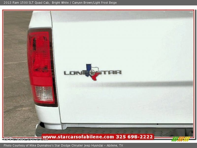 Bright White / Canyon Brown/Light Frost Beige 2013 Ram 1500 SLT Quad Cab