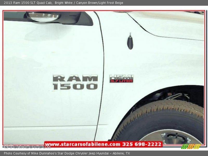 Bright White / Canyon Brown/Light Frost Beige 2013 Ram 1500 SLT Quad Cab