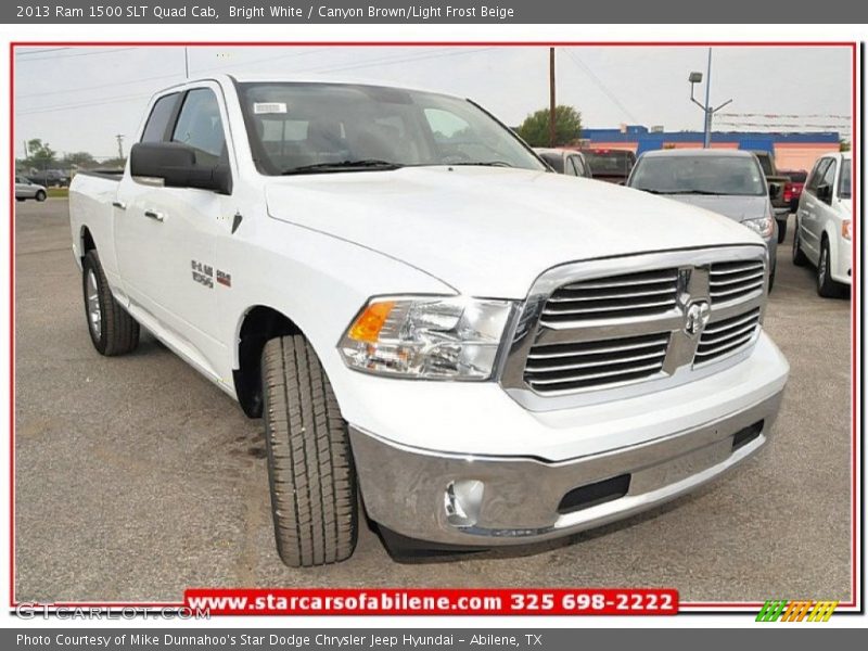 Bright White / Canyon Brown/Light Frost Beige 2013 Ram 1500 SLT Quad Cab