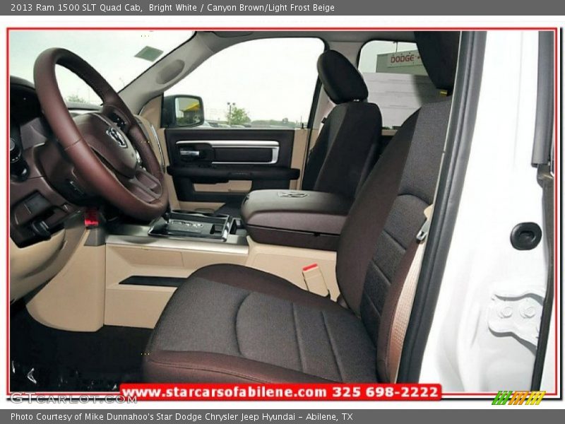 Bright White / Canyon Brown/Light Frost Beige 2013 Ram 1500 SLT Quad Cab