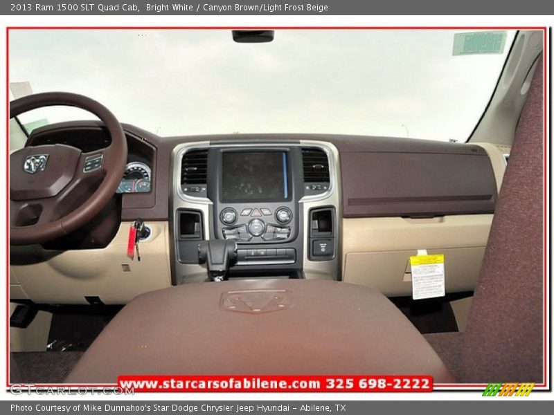 Bright White / Canyon Brown/Light Frost Beige 2013 Ram 1500 SLT Quad Cab
