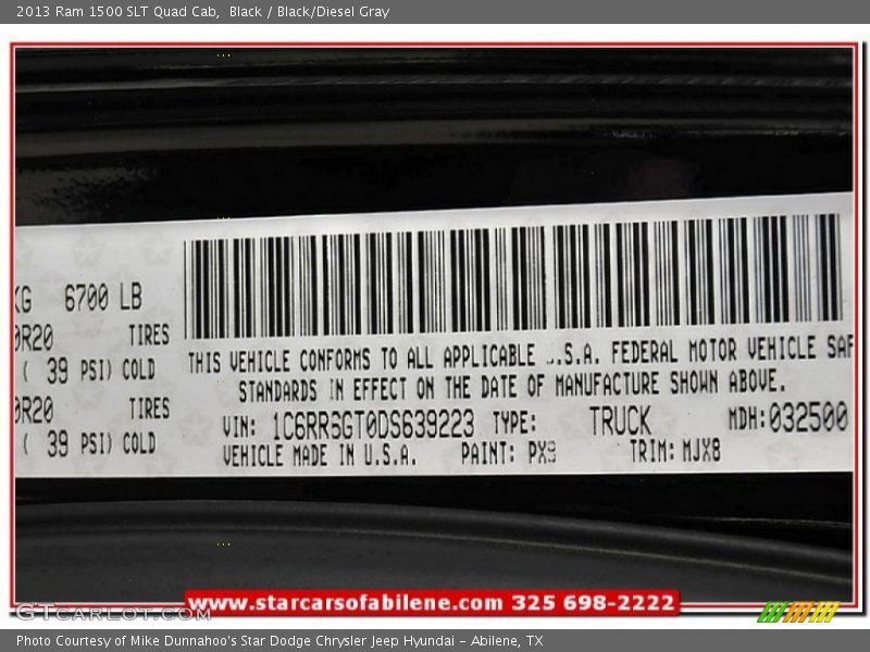 Black / Black/Diesel Gray 2013 Ram 1500 SLT Quad Cab