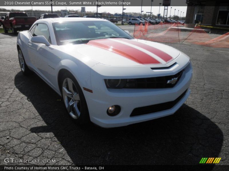 Summit White / Black/Inferno Orange 2010 Chevrolet Camaro SS/RS Coupe