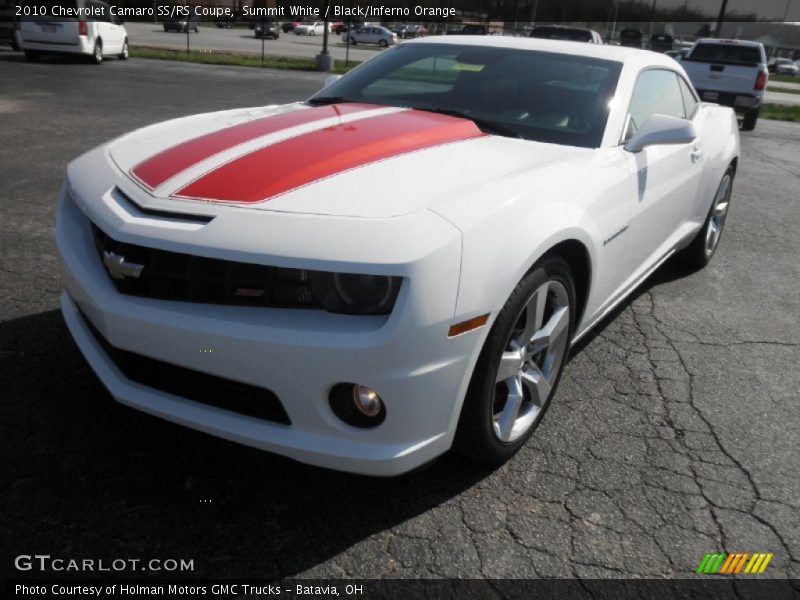 Summit White / Black/Inferno Orange 2010 Chevrolet Camaro SS/RS Coupe