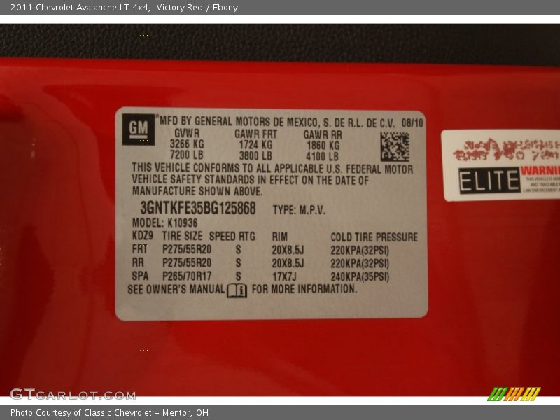 Victory Red / Ebony 2011 Chevrolet Avalanche LT 4x4