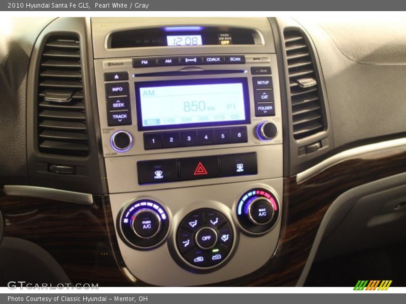 Pearl White / Gray 2010 Hyundai Santa Fe GLS