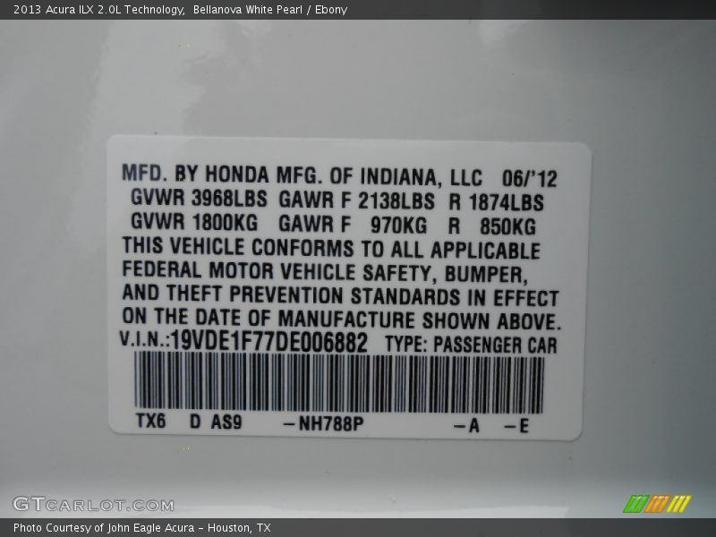 Bellanova White Pearl / Ebony 2013 Acura ILX 2.0L Technology