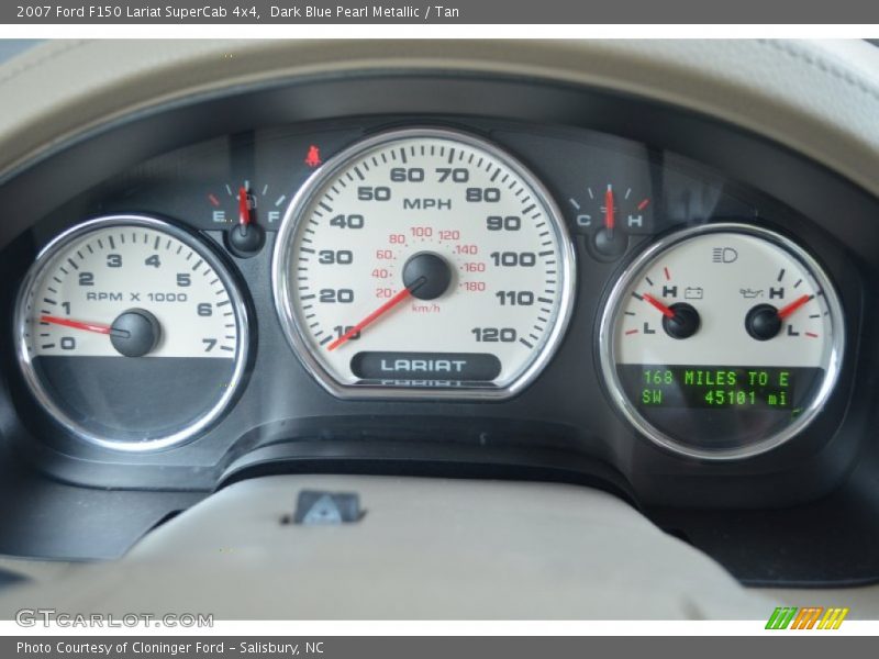 Dark Blue Pearl Metallic / Tan 2007 Ford F150 Lariat SuperCab 4x4