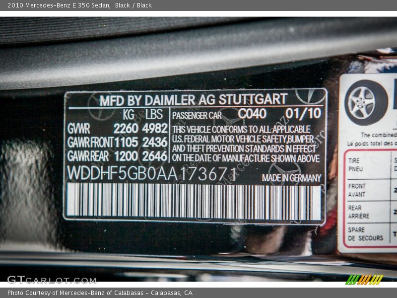 Black / Black 2010 Mercedes-Benz E 350 Sedan