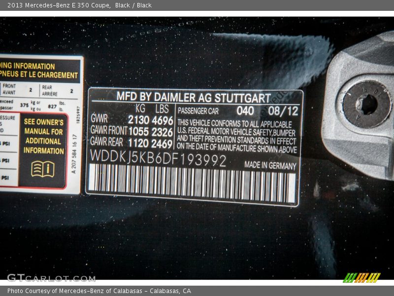Black / Black 2013 Mercedes-Benz E 350 Coupe