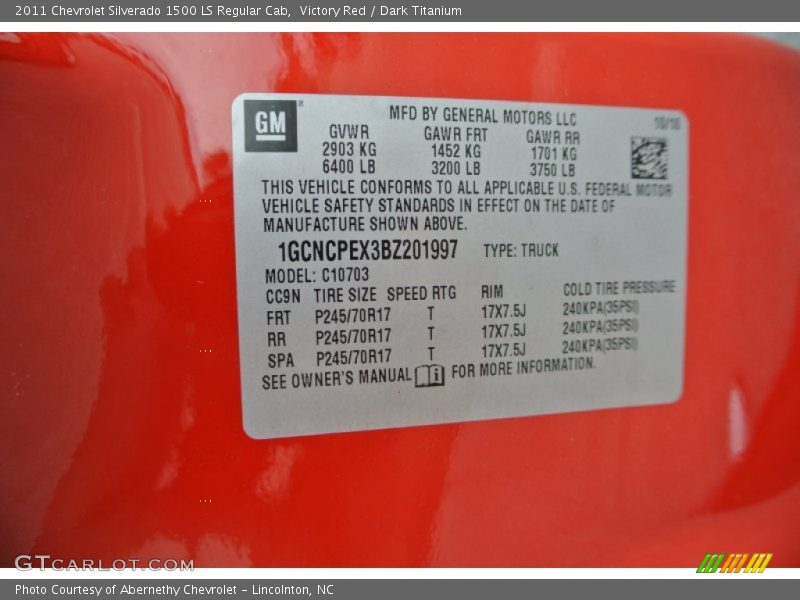 Victory Red / Dark Titanium 2011 Chevrolet Silverado 1500 LS Regular Cab