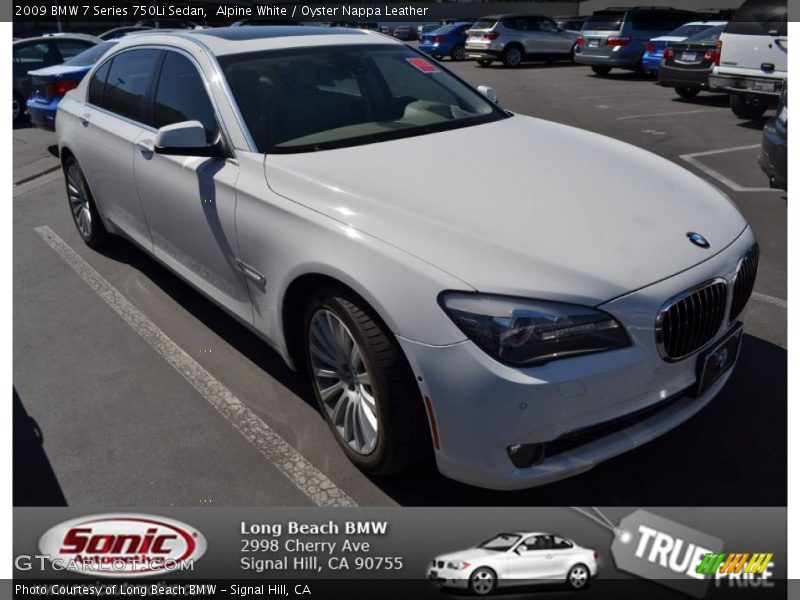 Alpine White / Oyster Nappa Leather 2009 BMW 7 Series 750Li Sedan