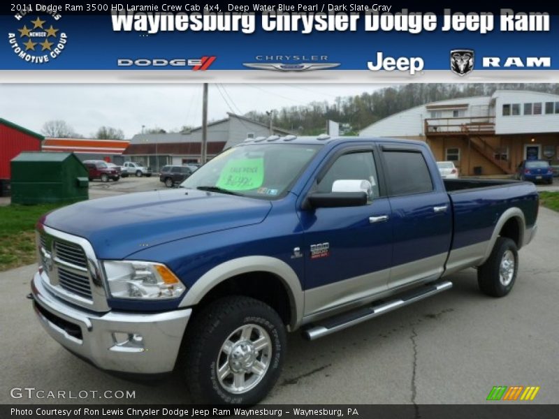 Deep Water Blue Pearl / Dark Slate Gray 2011 Dodge Ram 3500 HD Laramie Crew Cab 4x4