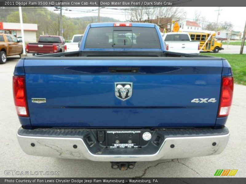 Deep Water Blue Pearl / Dark Slate Gray 2011 Dodge Ram 3500 HD Laramie Crew Cab 4x4