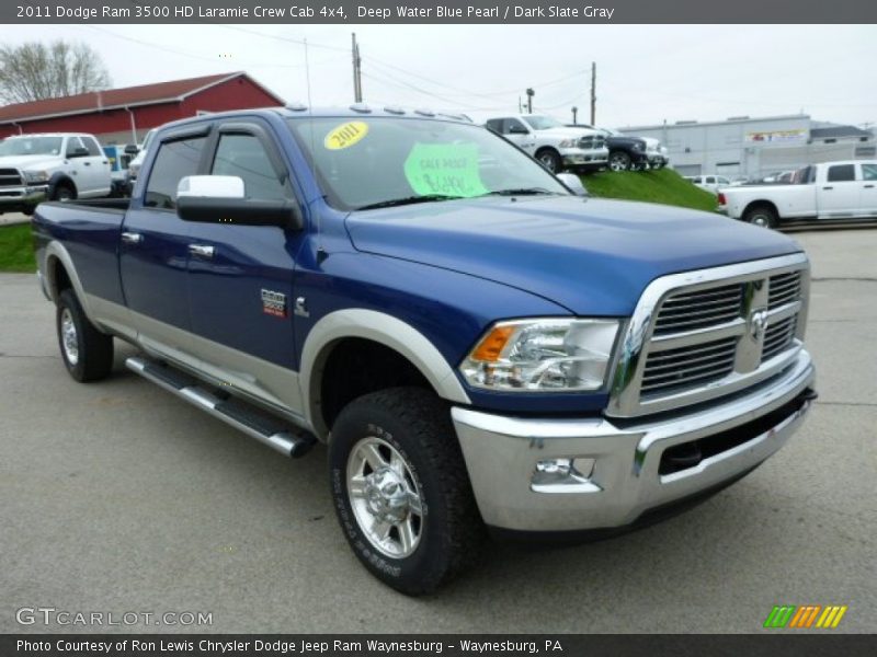 Deep Water Blue Pearl / Dark Slate Gray 2011 Dodge Ram 3500 HD Laramie Crew Cab 4x4