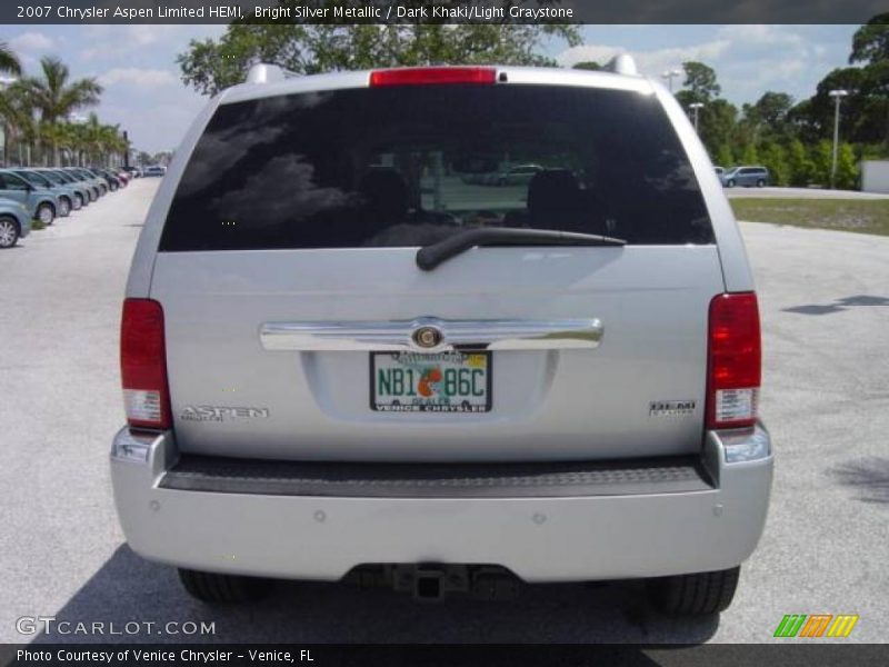 Bright Silver Metallic / Dark Khaki/Light Graystone 2007 Chrysler Aspen Limited HEMI