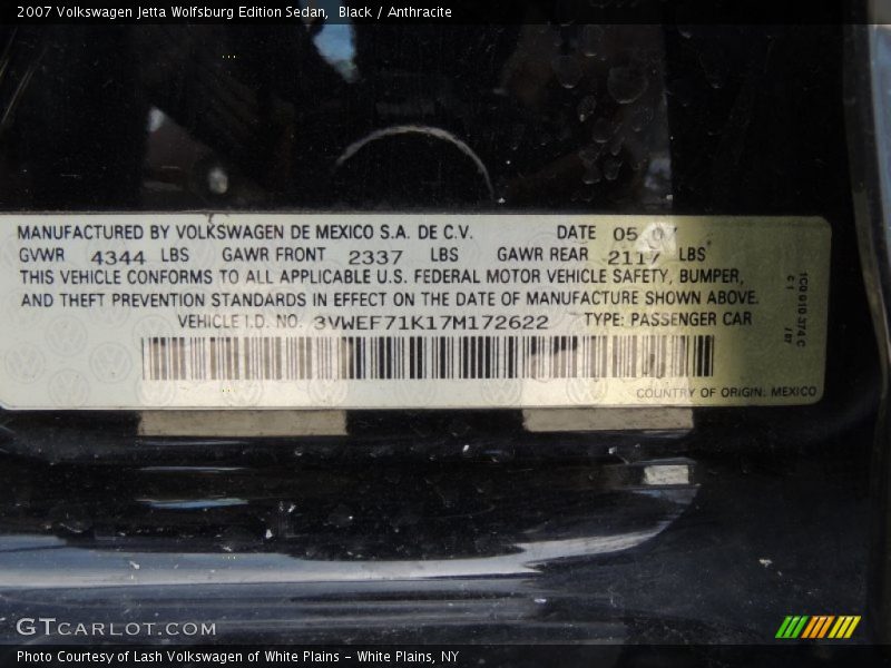 Black / Anthracite 2007 Volkswagen Jetta Wolfsburg Edition Sedan