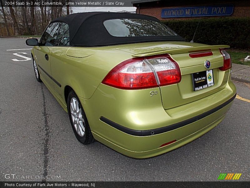 Lime Yellow Metallic / Slate Gray 2004 Saab 9-3 Arc Convertible