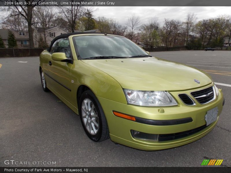 Lime Yellow Metallic / Slate Gray 2004 Saab 9-3 Arc Convertible